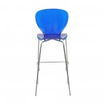 LeisureMod Oyster Acrylic Barstool in Chrome Finish, Transparent Blue