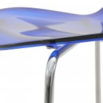 LeisureMod Oyster Acrylic Barstool in Chrome Finish, Transparent Blue