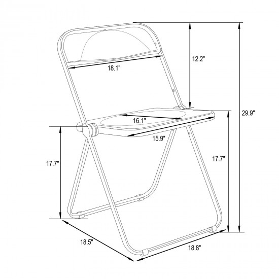 Leisuremod Lawrence 5-Piece Acrylic Folding Dining Chair, Table, Amber