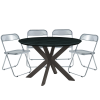Leisuremod Lawrence 5-Piece Acrylic Folding Dining Chair Table Transparent Black