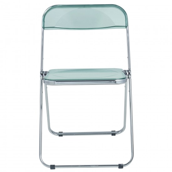 Leisuremod Lawrence 5-Piece Acrylic Folding Dining Chair, Table, Jade Green