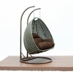 LeisureMod Beige Wicker Hanging 2 person Egg Swing Chair, Brown