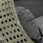 LeisureMod Beige Wicker Hanging 2 person Egg Swing Chair, Dark Grey