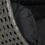 LeisureMod Charcoal Wicker Hanging 2 person Egg Swing Chair, Black