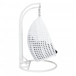 LeisureMod White Wicker Hanging 2 person Egg Swing Chair, Black