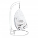 LeisureMod White Wicker Hanging 2 person Egg Swing Chair, Brown