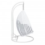 LeisureMod White Wicker Hanging 2 person Egg Swing Chair, Dark Grey