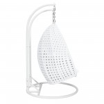 LeisureMod White Wicker Hanging 2 person Egg Swing Chair, White