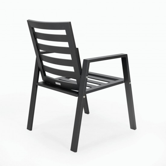 LeisureMod Chelsea Modern Patio Dining Armchair with Removable Cushions , Black