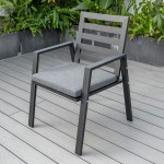 LeisureMod Chelsea Modern Patio Dining Armchair with Removable Cushions , Black