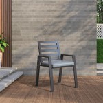 LeisureMod Chelsea Patio Dining Armchair with Removable Cushions , Light Grey