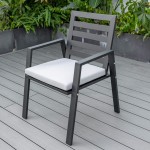 LeisureMod Chelsea Patio Dining Armchair with Removable Cushions , Light Grey