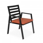 LeisureMod Chelsea Patio Dining Armchair with Removable Cushions , Orange