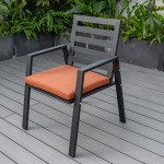 LeisureMod Chelsea Patio Dining Armchair with Removable Cushions , Orange