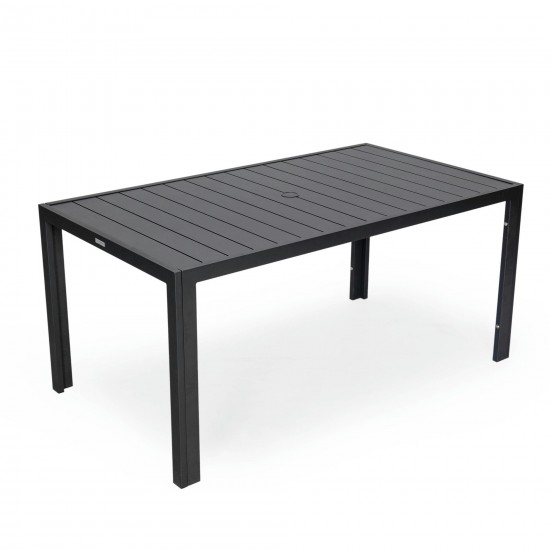 Leisuremod Chelsea Aluminum Outdoor 63" Dining Table, Black