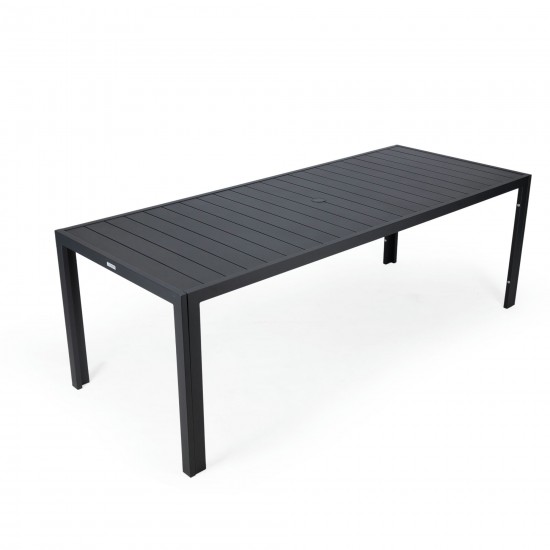 Leisuremod Chelsea Aluminum Outdoor 87" Dining Table, Black