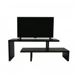 LeisureMod Orford Mid-Century Modern TV Stand with MDF Shelves, Ebony