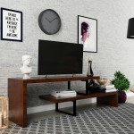 LeisureMod Orford Mid-Century Modern TV Stand with MDF Shelves, Walnut