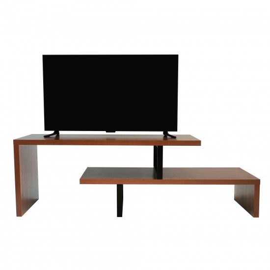 LeisureMod Orford Mid-Century Modern TV Stand with MDF Shelves, Walnut