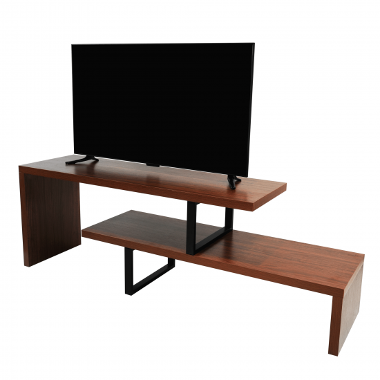 LeisureMod Orford Mid-Century Modern TV Stand with MDF Shelves, Walnut