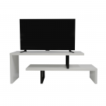 LeisureMod Orford Mid-Century Modern TV Stand with MDF Shelves, White