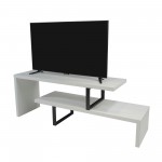 LeisureMod Orford Mid-Century Modern TV Stand with MDF Shelves, White