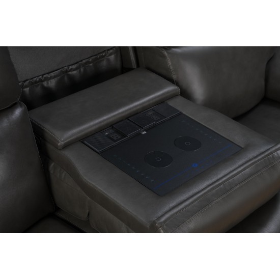 Leon Power Reclining Sofa w/Power Head Rests, Power Lumbar, Heat & Massage
