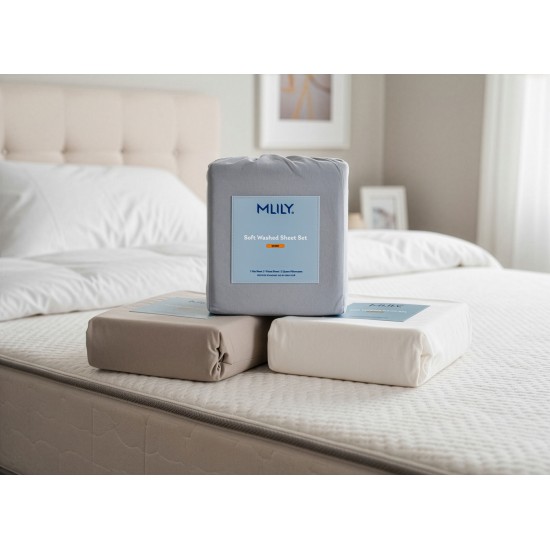 MLILY Soft Washed Sheet Set Cal King - White