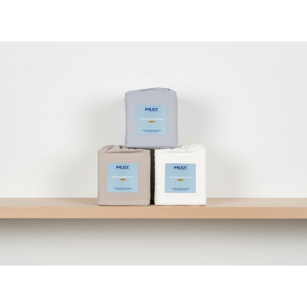MLILY Soft Washed Sheet Set King - Gray