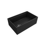 Apron Front Step Rim with Integrated Work Station Fireclay 30 in. Single Bowl Kitchen Sink with Accessories in Matte Dark Gra