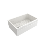 Vigneto Apron Front Fireclay 30 in. Single Bowl Kitchen Sink with Protective Bottom Grid and Strainer in White