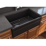 Vigneto Apron Front Fireclay 30 in. Single Bowl Kitchen Sink with Protective Bottom Grid and Strainer in Matte Black