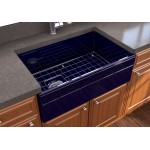 Vigneto Apron Front Fireclay 30 in. Single Bowl Kitchen Sink with Protective Bottom Grid and Strainer in Sapphire Blue