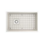 Vigneto Apron Front Fireclay 30 in. Single Bowl Kitchen Sink with Protective Bottom Grid and Strainer in Biscuit