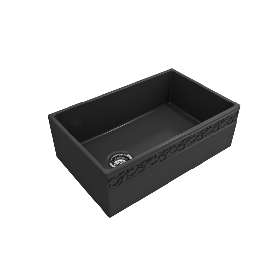 Vigneto Apron Front Fireclay 30 in. Single Bowl Kitchen Sink with Protective Bottom Grid and Strainer in Matte Dark Gray