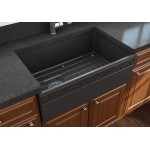 Vigneto Apron Front Fireclay 30 in. Single Bowl Kitchen Sink with Protective Bottom Grid and Strainer in Matte Dark Gray