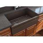 Vigneto Apron Front Fireclay 30 in. Single Bowl Kitchen Sink with Protective Bottom Grid and Strainer in Matte Brown