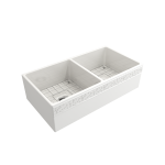 Vigneto Apron Front Fireclay 36 in. Double Bowl Kitchen Sink with Protective Bottom Grids and Strainers in White