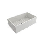 Contempo Apron Front Fireclay 33 in. Single Bowl Kitchen Sink with Protective Bottom Grid and Strainer in White