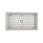 Contempo Apron Front Fireclay 33 in. Single Bowl Kitchen Sink with Protective Bottom Grid and Strainer in White