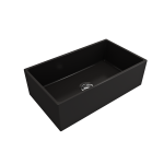 Contempo Apron Front Fireclay 33 in. Single Bowl Kitchen Sink with Protective Bottom Grid and Strainer in Matte Black