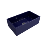 Contempo Apron Front Fireclay 33 in. Single Bowl Kitchen Sink with Protective Bottom Grid and Strainer in Sapphire Blue