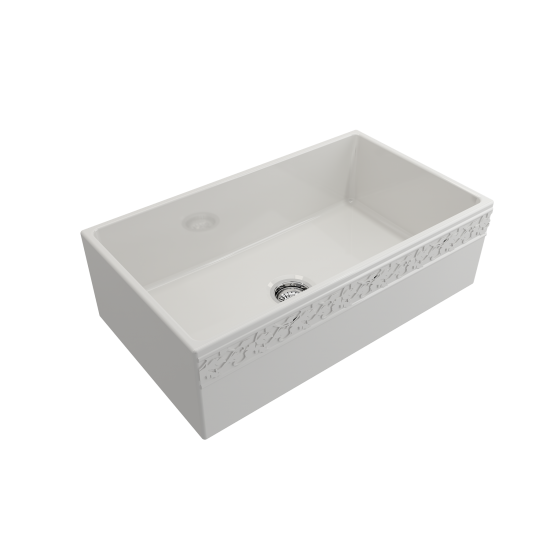 Vigneto Apron Front Fireclay 33 in. Single Bowl Kitchen Sink with Protective Bottom Grid and Strainer in White