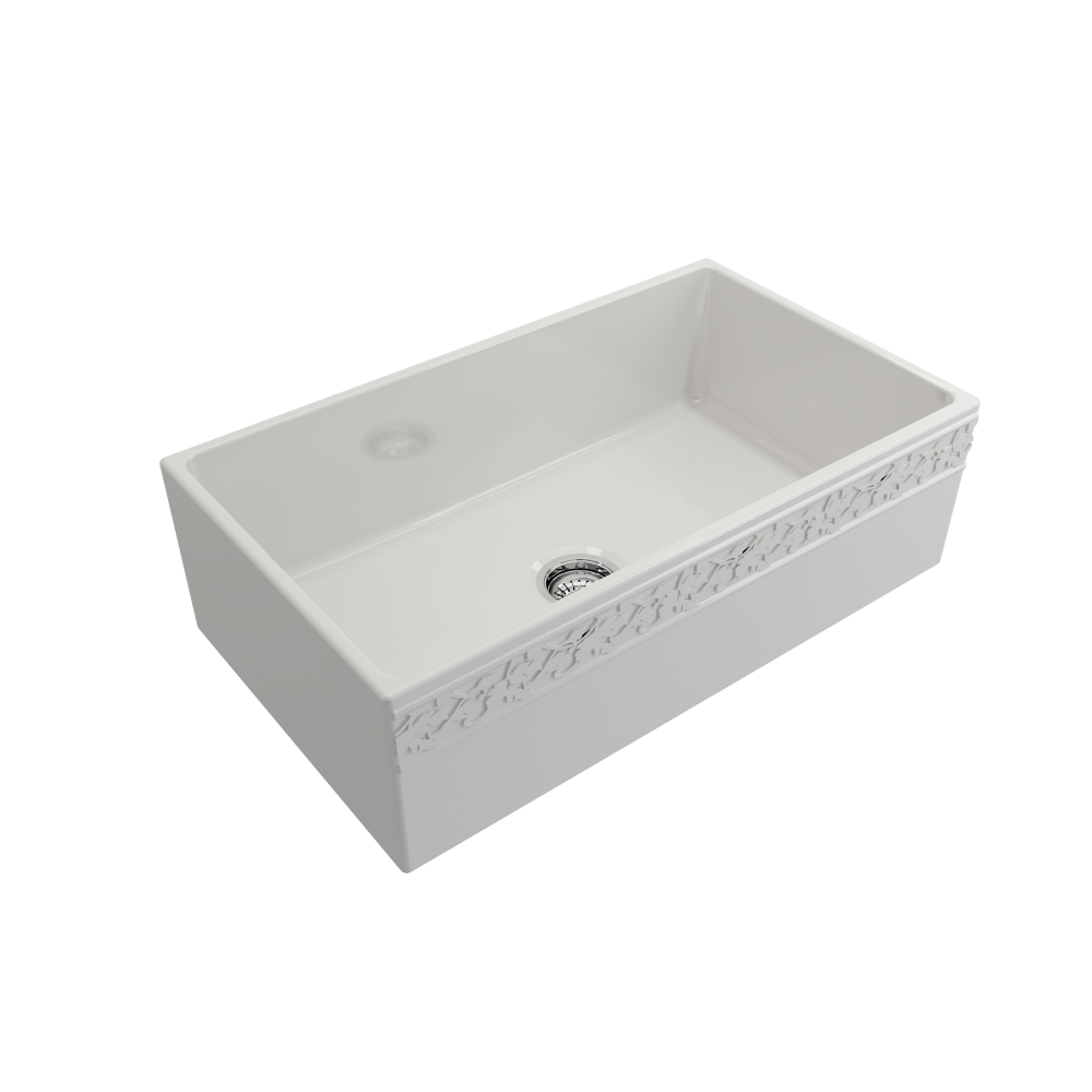 Vigneto Apron Front Fireclay 33 in. Single Bowl Kitchen Sink with Protective Bottom Grid and Strainer in White