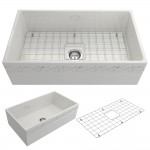 Vigneto Apron Front Fireclay 33 in. Single Bowl Kitchen Sink with Protective Bottom Grid and Strainer in White