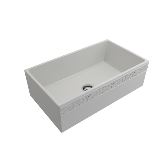 Vigneto Apron Front Fireclay 33 in. Single Bowl Kitchen Sink with Protective Bottom Grid and Strainer in Matte White