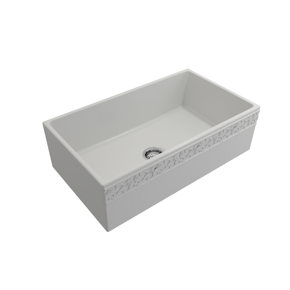 Vigneto Apron Front Fireclay 33 in. Single Bowl Kitchen Sink with Protective Bottom Grid and Strainer in Matte White