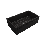 Vigneto Apron Front Fireclay 33 in. Single Bowl Kitchen Sink with Protective Bottom Grid and Strainer in Matte Black