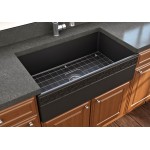 Vigneto Apron Front Fireclay 33 in. Single Bowl Kitchen Sink with Protective Bottom Grid and Strainer in Matte Black