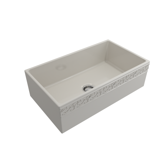 Vigneto Apron Front Fireclay 33 in. Single Bowl Kitchen Sink with Protective Bottom Grid and Strainer in Biscuit